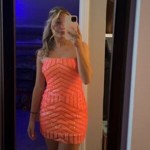 Alyce sequin mini dress - bright orange size 0